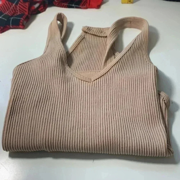 Aura V Neck Ribbed Bodysuit Size Small Medium Tons of Stretch - Picture 4 of 5